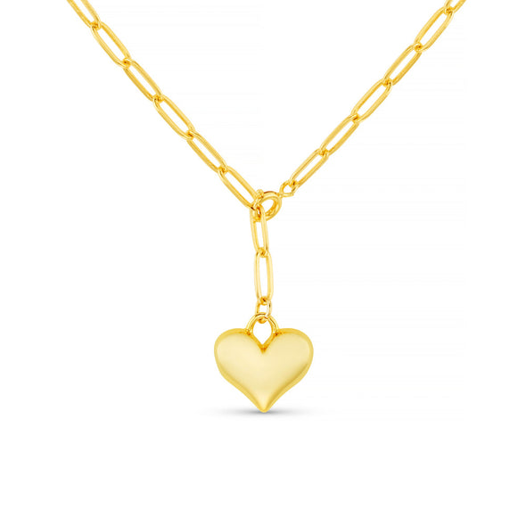Domed Heart Charm Adjustable Necklace