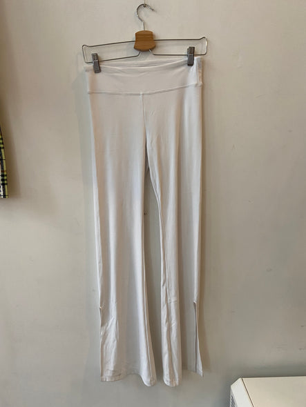 White flared leggings