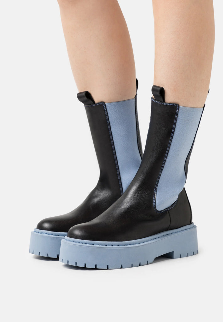 Baby Blue Biker Boots