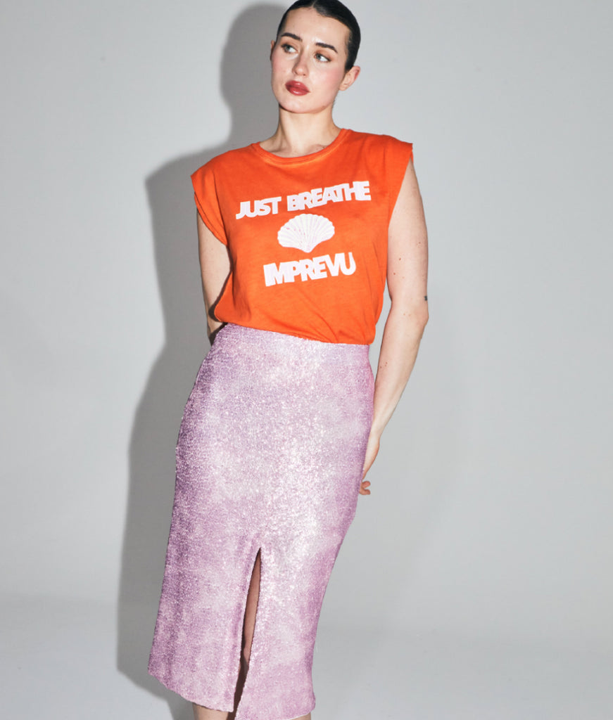 Pink Cherilyn Sequined Pencil Skirt