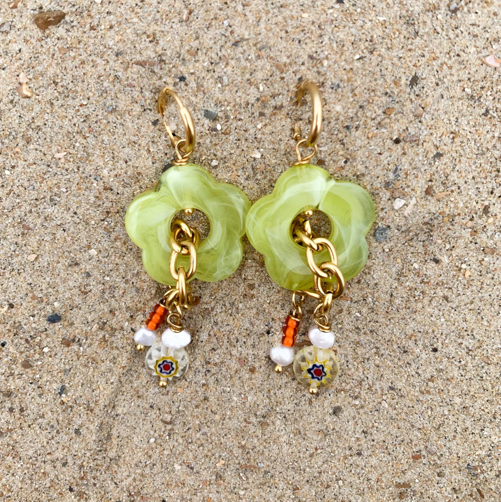 Flower Power Hoops Green