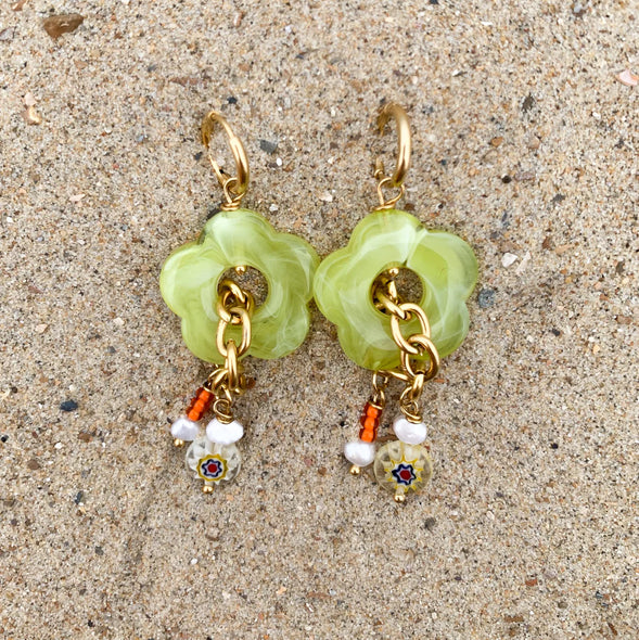Flower Power Hoops Green