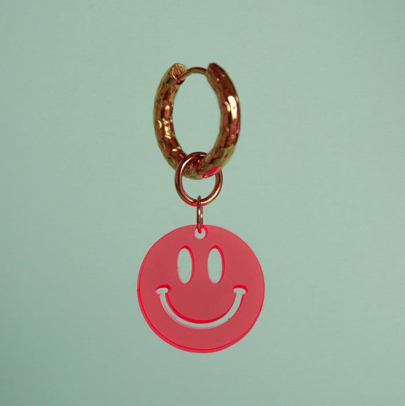 Neon Red Smiley Hoop