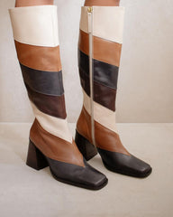 Patchwork Leather Boots