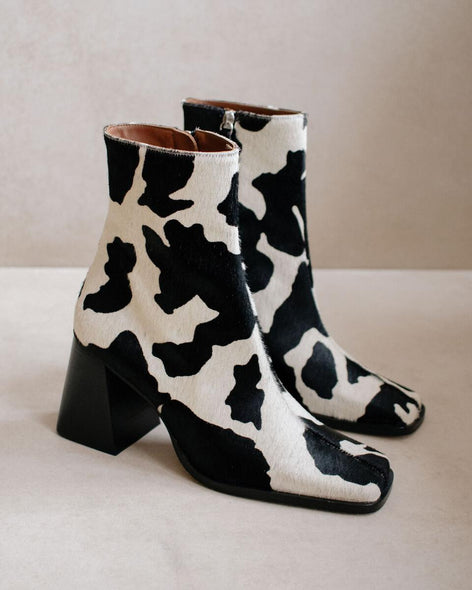 Cow Print Ankle Boots