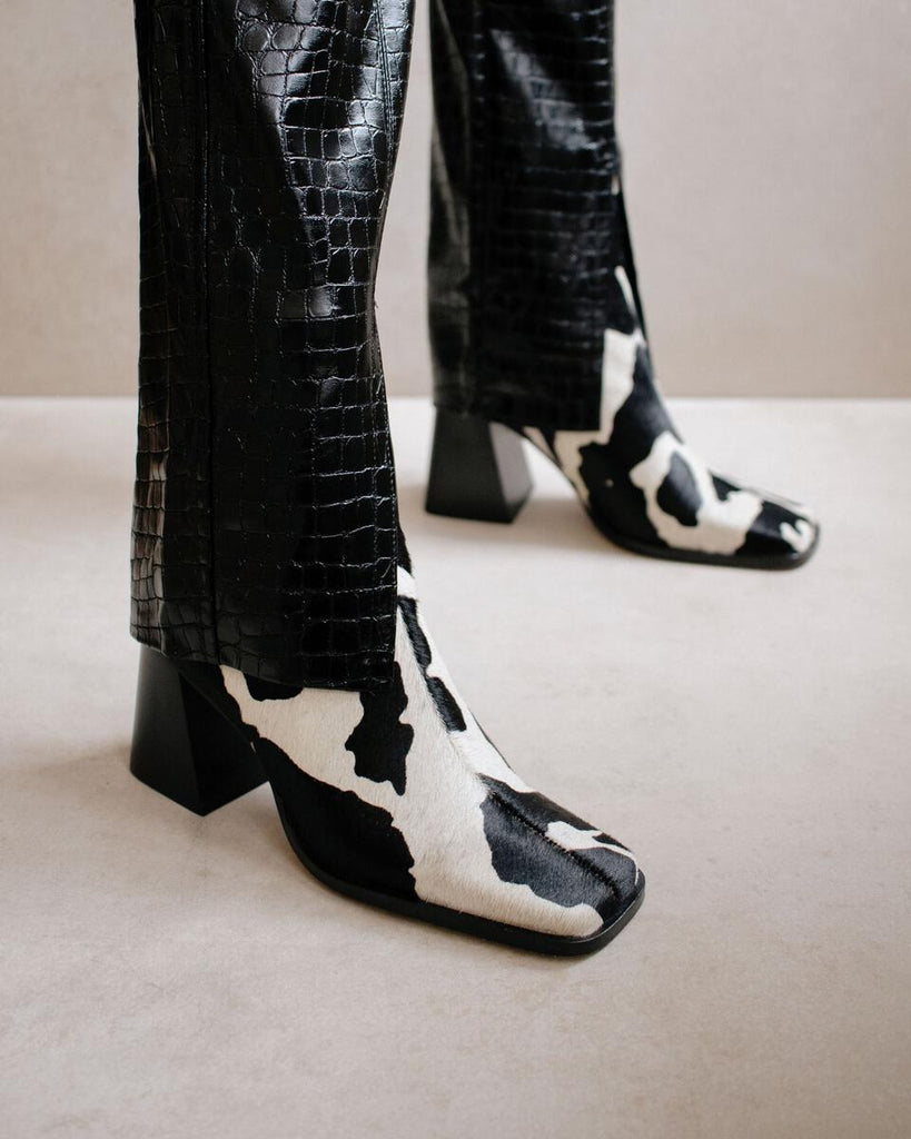 Cow Print Ankle Boots