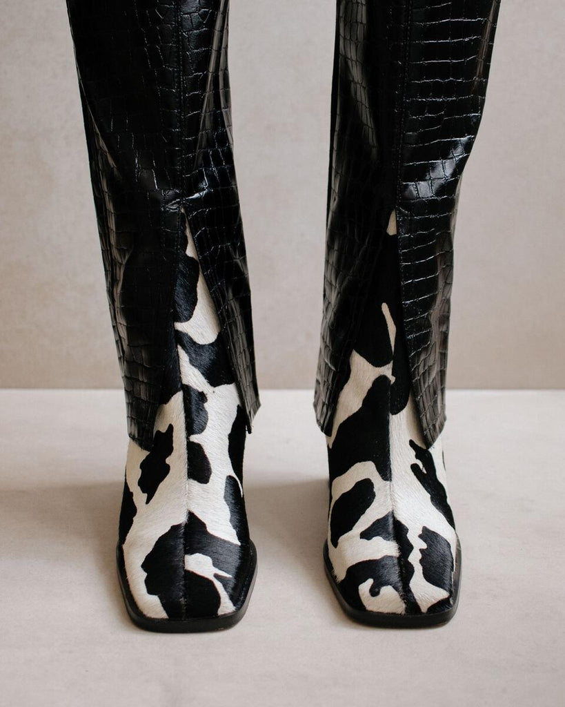 Cow Print Ankle Boots