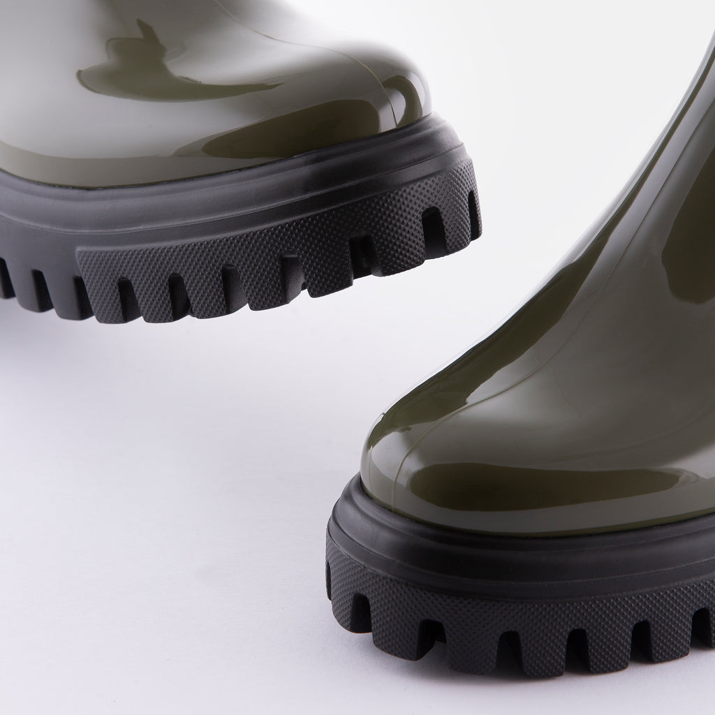Vegan Mid Calf Military Green Boots
