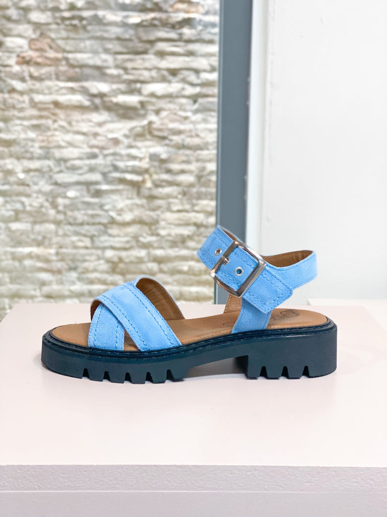 Blauwe suede slippers