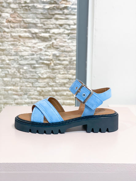 Blauwe suede slippers