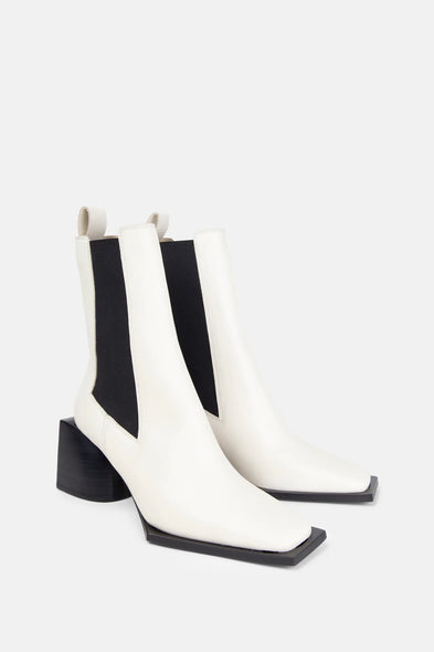 Luna Leather Ankle Boots Off White