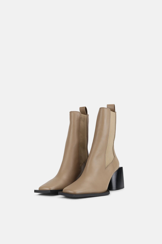 LUNA | LEATHER ANKLE BOOTS - TAUPE