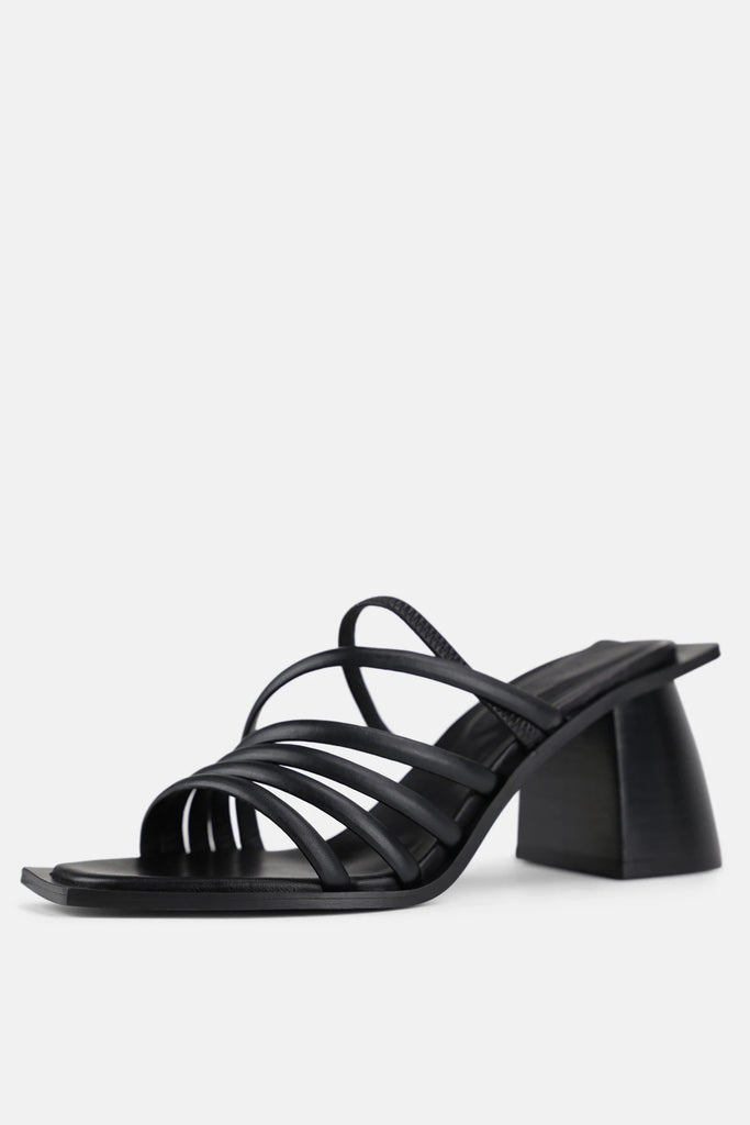 Vertigo Leather Asymmetric Strap Sandals