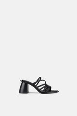 Vertigo Leather Asymmetric Strap Sandals