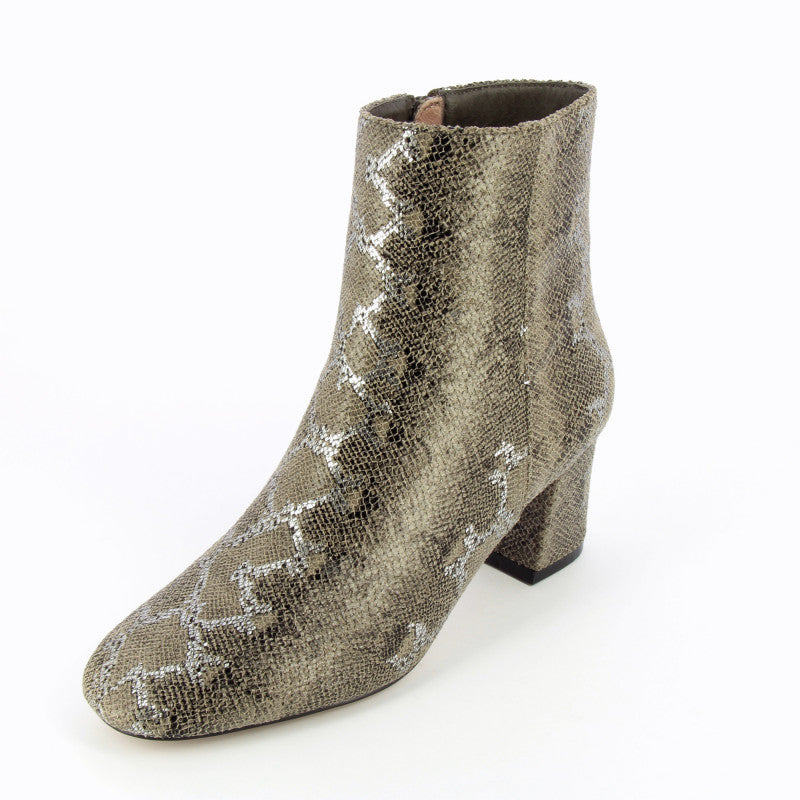 Khaki Snakeskin Print Boots