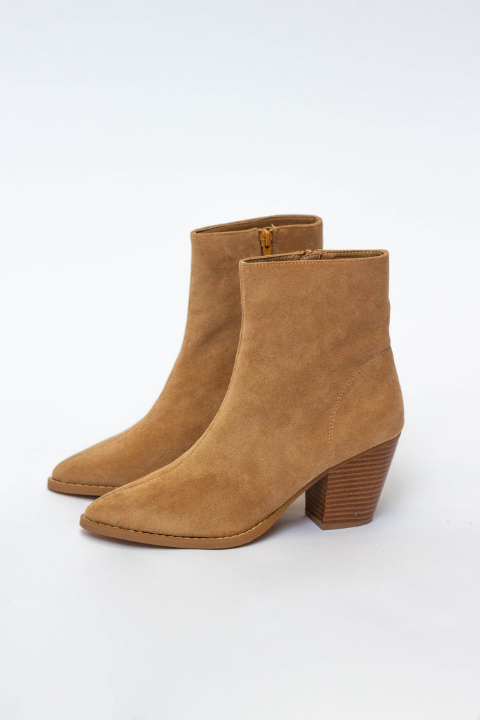 Camel Suedette Ankle Boots
