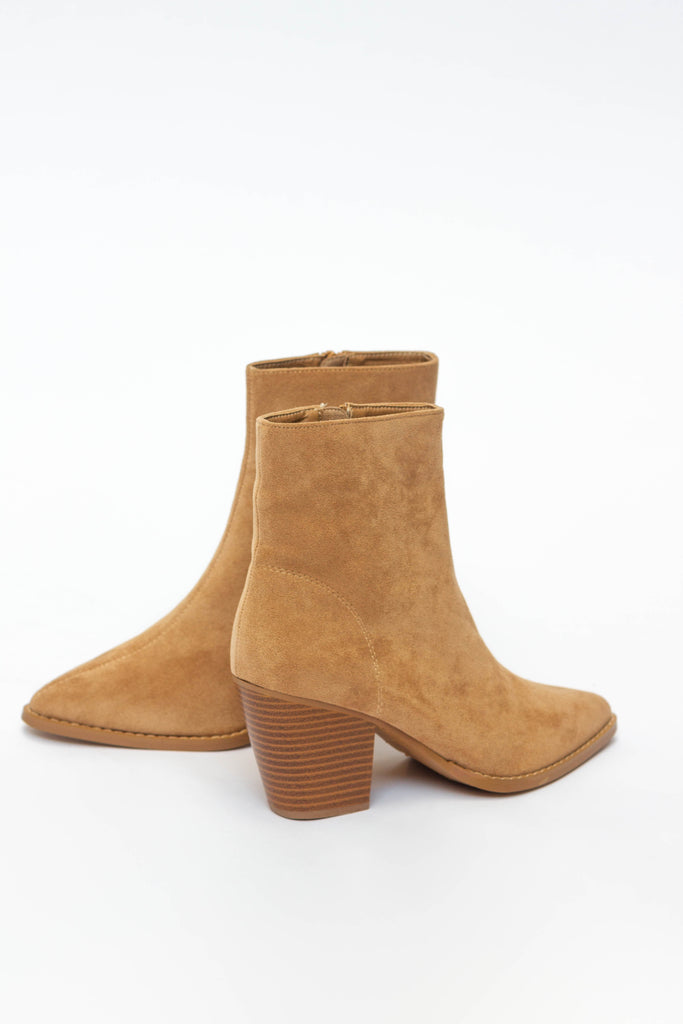 Camel Suedette Ankle Boots