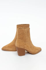 Camel Suedette Ankle Boots