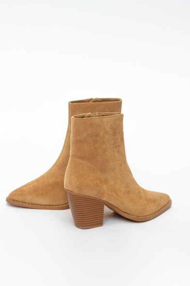 Camel Suedette Ankle Boots