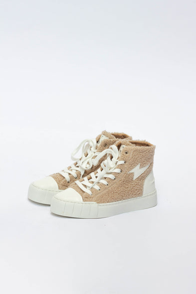 Beige High Top Lightning Sneakers