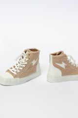 Beige High Top Lightning Sneakers