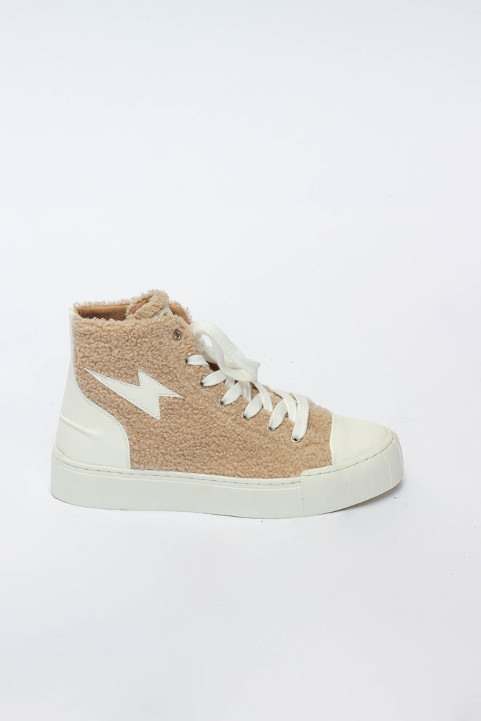 Beige High Top Lightning Sneakers