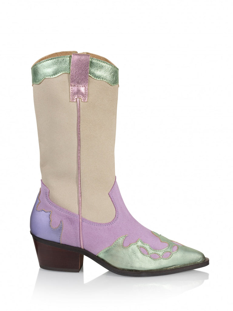 Puglia Western Boots Mint Lila