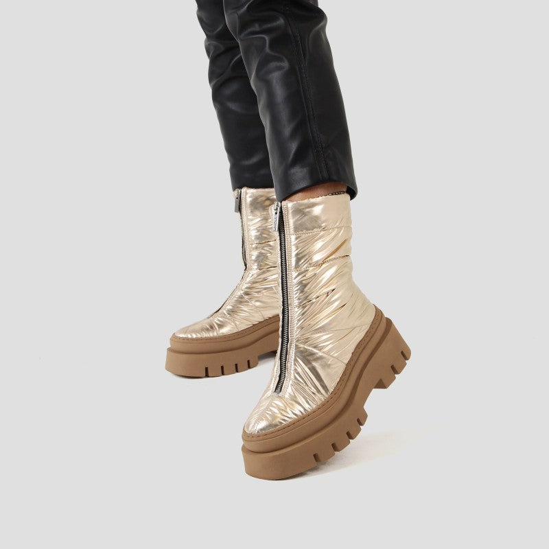 Evi-Ann Front Zip Parachute Champagne Boot