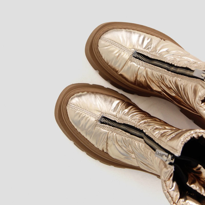 Evi-Ann Front Zip Parachute Champagne Boot