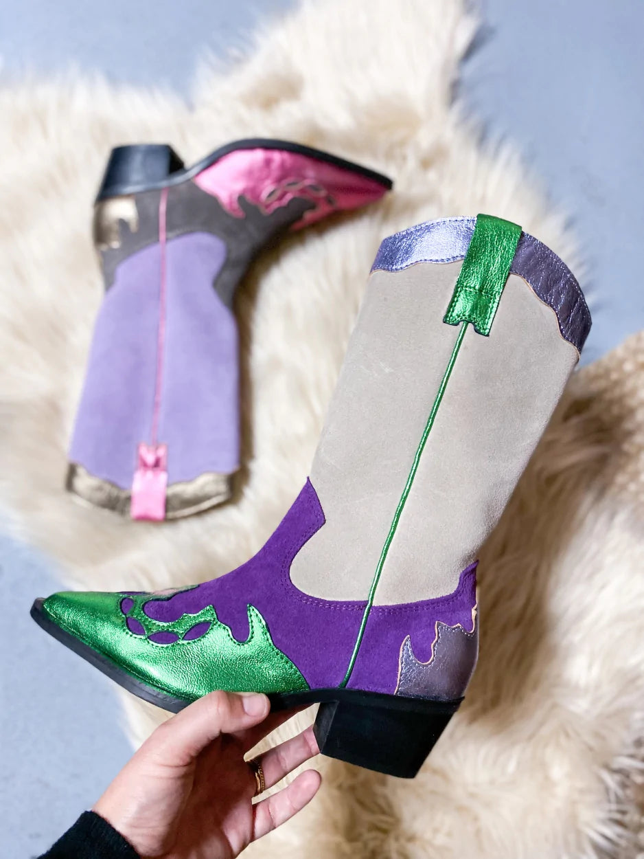 Pink and shop green cowboy boots