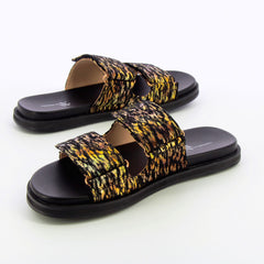 Black and Gold Mules with Velcro