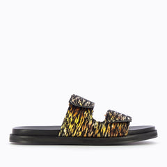 Black and Gold Mules with Velcro