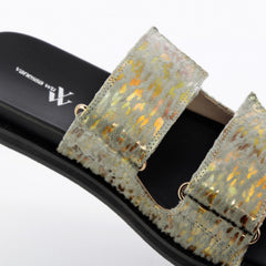 Gray and Gold Mules with Velcro