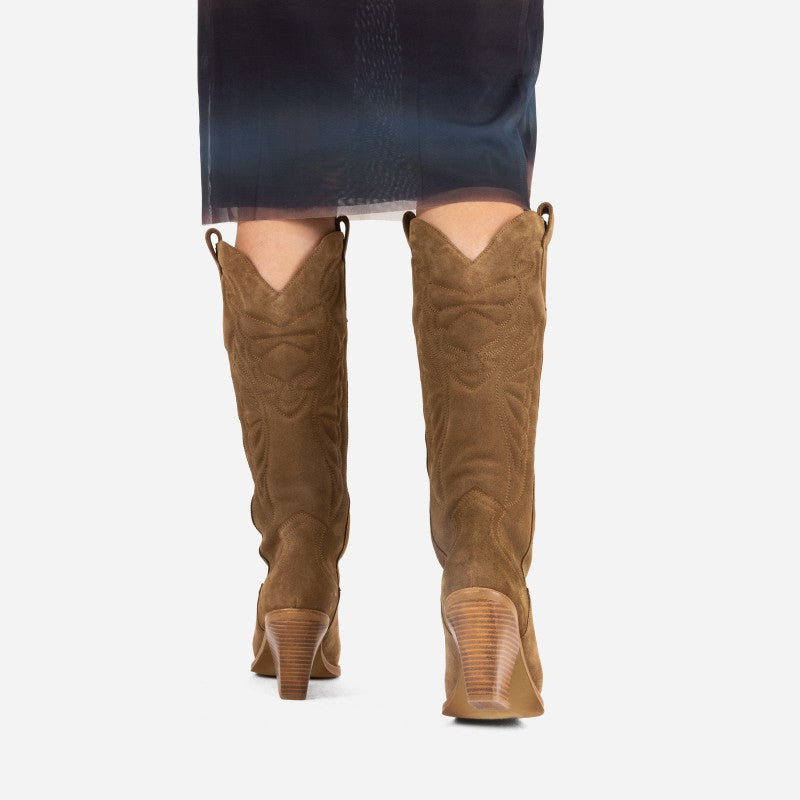 Western High Boots Natural