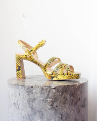 Yellow snakeskin effect platform sandals