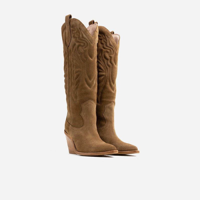 Western High Boots Natural