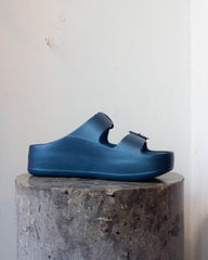 Metallic Blue Slides Vegan