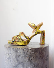 Yellow snakeskin effect platform sandals