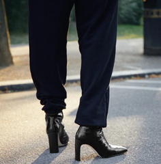 Marcelle Black Croc Leather Boots