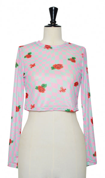 Top Tulle Rose Rouge