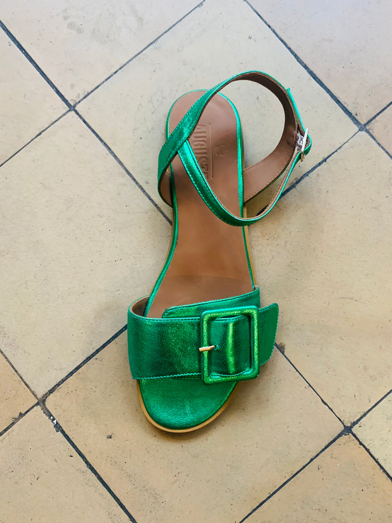 Green metallic sandal