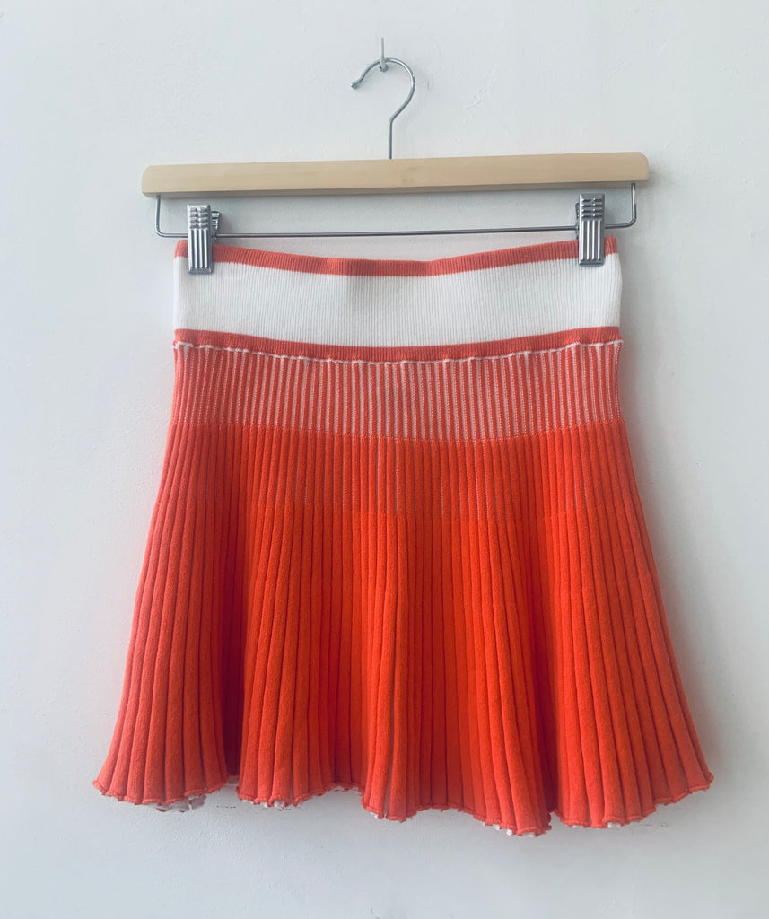 Pleated Knit Mini -A-Line Skirt