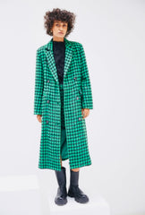 Long Green Pied-de-poule Coat