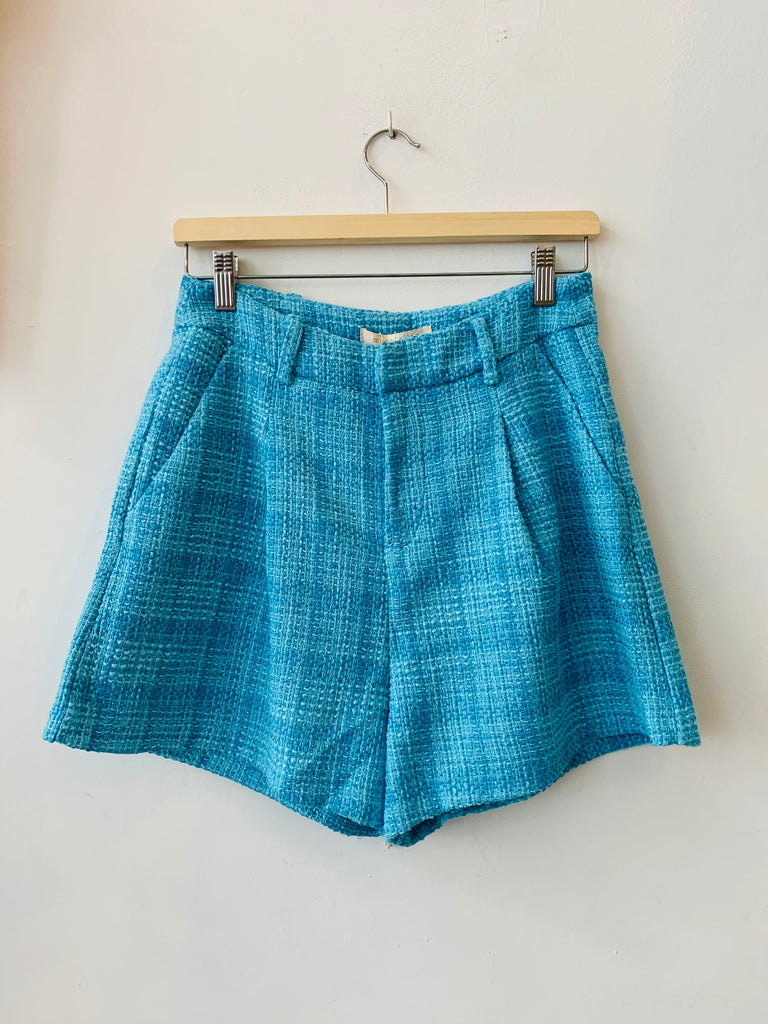 Blue Tweed Shorts