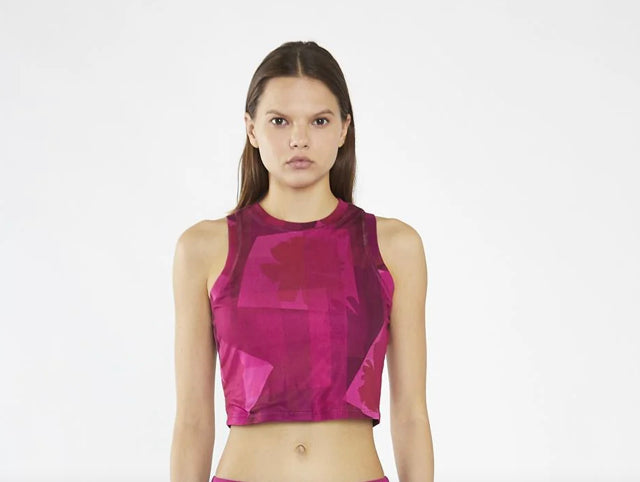 Pink Multi Blurred Crop Top