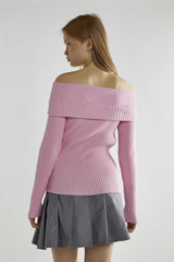 Sugar-Pink Bardot Long-Sleeve Jumper