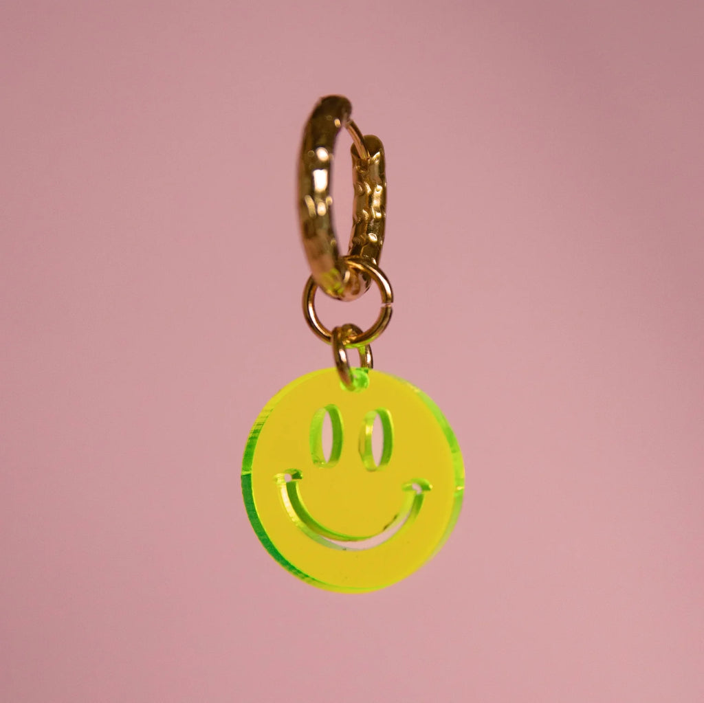 Neon Green Smiley Hoop