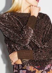 Sofia Chocolate Sequin Blouse