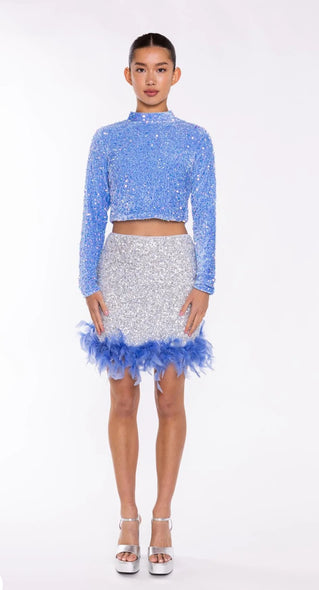 Top Blue Velvet Sequin