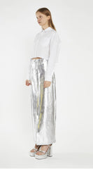 Silver Centre Split Midi Skirt